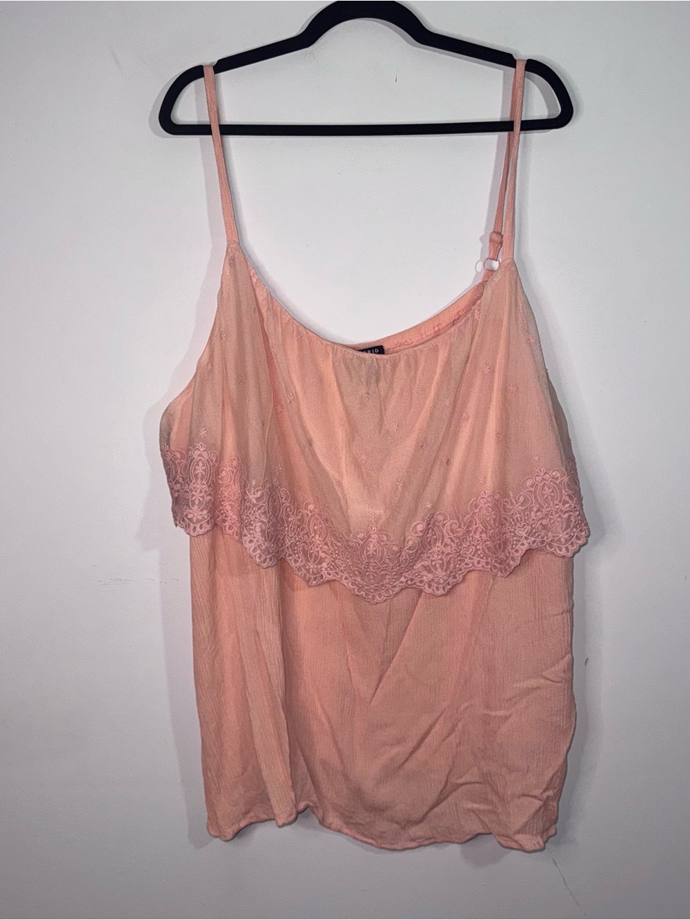Torrid Lace Overlay Cami Tank Top Peach Pink Embroidered Size 4x